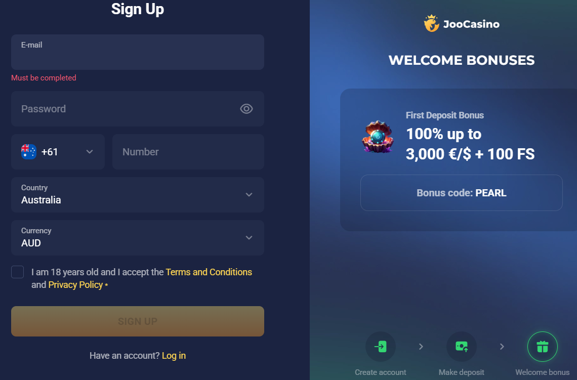 Joo Casino registration